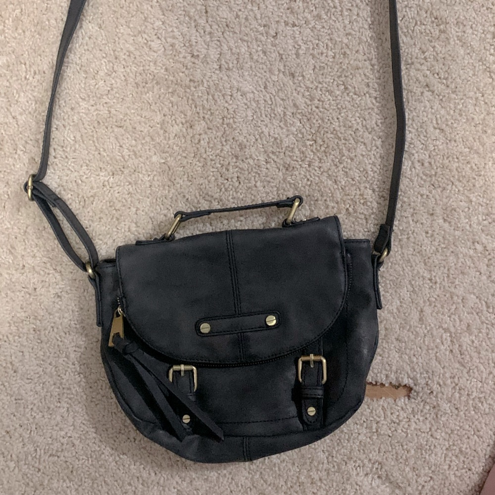Faux Suede Cross body, dark grey